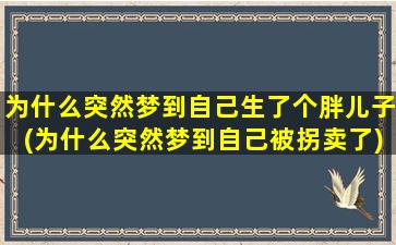 为什么突然梦到自己生了个胖儿子(为什么突然梦到自己被拐卖了)