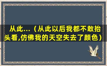 从此...（从此以后我都不敢抬头看,仿佛我的天空失去了颜色）(从此从此我不再孤独是什么歌词)