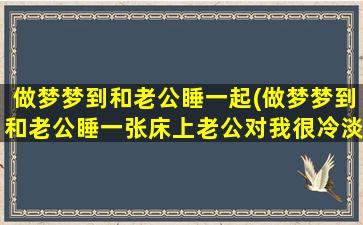 做梦梦到和老公睡一起(做梦梦到和老公睡一张床上老公对我很冷淡)