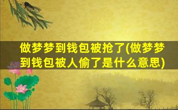 做梦梦到钱包被抢了(做梦梦到钱包被人偷了是什么意思)