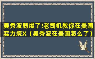 吴秀波弱爆了!老司机教你在美国实力装X（吴秀波在美国怎么了）(吴秀波为什么这么老)