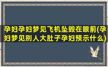 孕妇孕妇梦见飞机坠毁在眼前(孕妇梦见别人大肚子孕妇预示什么)