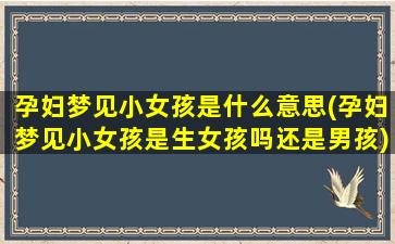 孕妇梦见小女孩是什么意思(孕妇梦见小女孩是生女孩吗还是男孩)