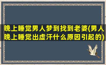 晚上睡觉男人梦到找到老婆(男人晚上睡觉出虚汗什么原因引起的)