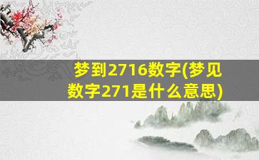 梦到2716数字(梦见数字271是什么意思)