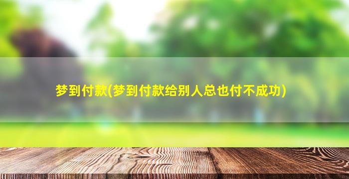 梦到付款(梦到付款给别人总也付不成功)