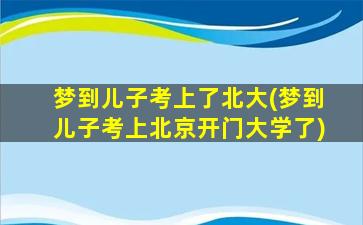 梦到儿子考上了北大(梦到儿子考上北京开门大学了)