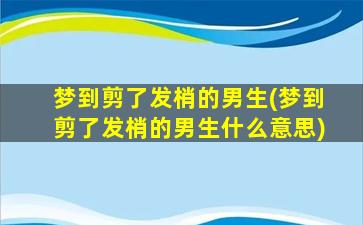 梦到剪了发梢的男生(梦到剪了发梢的男生什么意思)