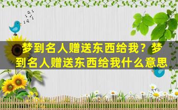 梦到名人赠送东西给我？梦到名人赠送东西给我什么意思