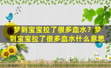 梦到宝宝拉了很多血水？梦到宝宝拉了很多血水什么意思