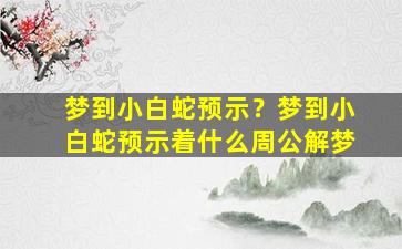 梦到小白蛇预示？梦到小白蛇预示着什么周公解梦