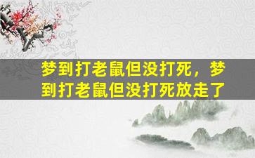 梦到打老鼠但没打死，梦到打老鼠但没打死放走了