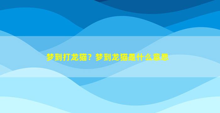 梦到打龙猫？梦到龙猫是什么意思