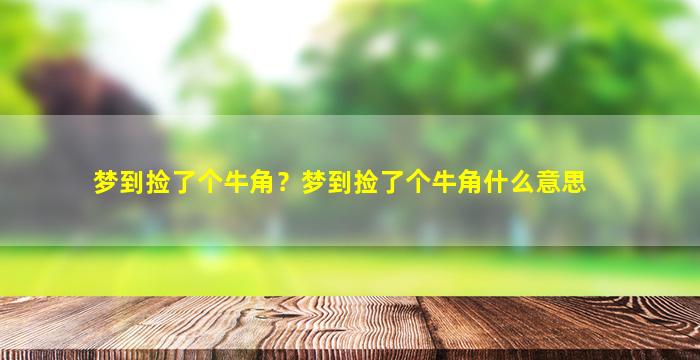 梦到捡了个牛角？梦到捡了个牛角什么意思