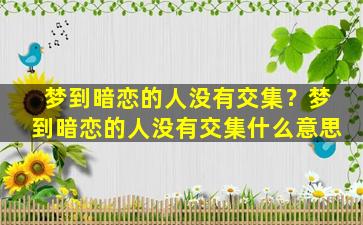 梦到暗恋的人没有交集？梦到暗恋的人没有交集什么意思