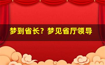 梦到省长？梦见省厅领导