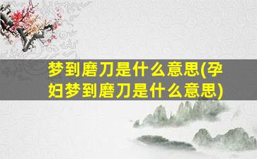 梦到磨刀是什么意思(孕妇梦到磨刀是什么意思)