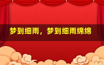 梦到细雨，梦到细雨绵绵