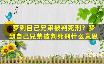 梦到自己兄弟被判死刑？梦到自己兄弟被判死刑什么意思