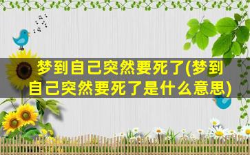 梦到自己突然要死了(梦到自己突然要死了是什么意思)