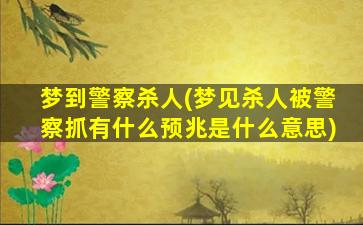 梦到警察杀人(梦见杀人被警察抓有什么预兆是什么意思)