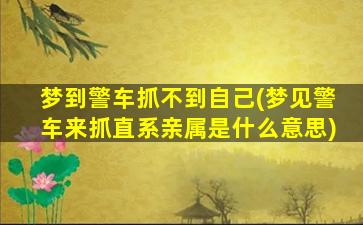 梦到警车抓不到自己(梦见警车来抓直系亲属是什么意思)