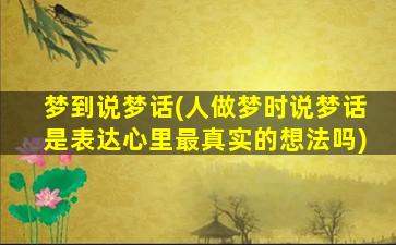 梦到说梦话(人做梦时说梦话是表达心里最真实的想法吗)