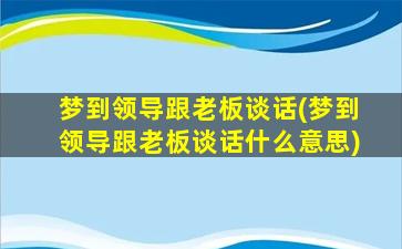 梦到领导跟老板谈话(梦到领导跟老板谈话什么意思)