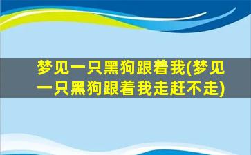 梦见一只黑狗跟着我(梦见一只黑狗跟着我走赶不走)