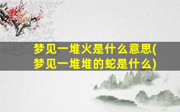 梦见一堆火是什么意思(梦见一堆堆的蛇是什么)