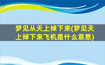 梦见从天上掉下来(梦见天上掉下来飞机是什么意思)