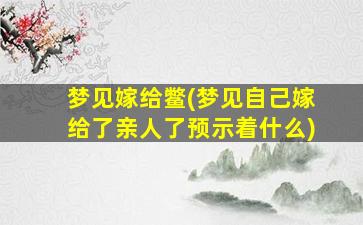 梦见嫁给鳖(梦见自己嫁给了亲人了预示着什么)