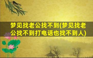 梦见找老公找不到(梦见找老公找不到打电话也找不到人)