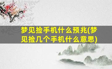 梦见捡手机什么预兆(梦见捡几个手机什么意思)