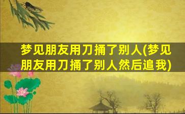 梦见朋友用刀捅了别人(梦见朋友用刀捅了别人然后追我)