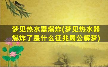 梦见热水器爆炸(梦见热水器爆炸了是什么征兆周公解梦)