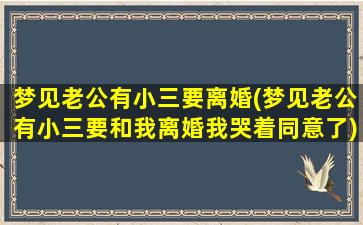 梦见老公有小三要离婚(梦见老公有小三要和我离婚我哭着同意了)