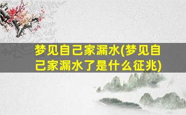 梦见自己家漏水(梦见自己家漏水了是什么征兆)