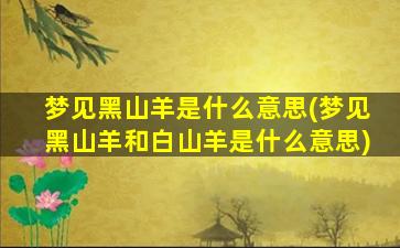 梦见黑山羊是什么意思(梦见黑山羊和白山羊是什么意思)